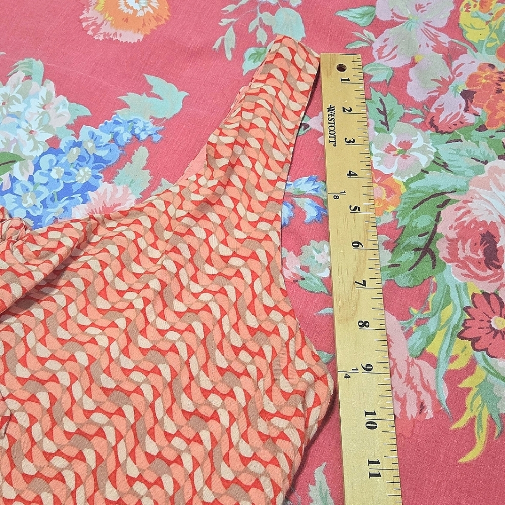 Anthropologie Maeve Verena Tie Front Tank Top Red Pink Multi Print Size S - Picture 7 of 11